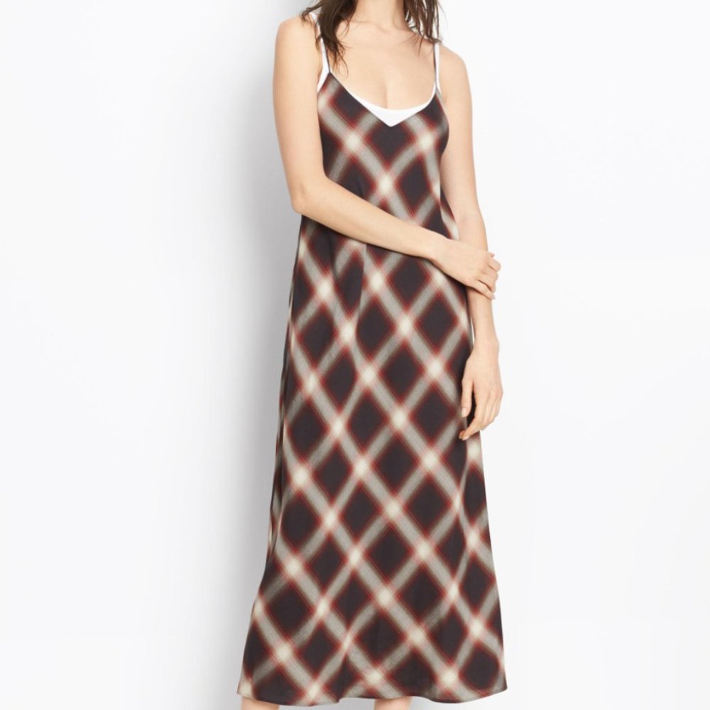 Vince Plaid V Slip Dress- M